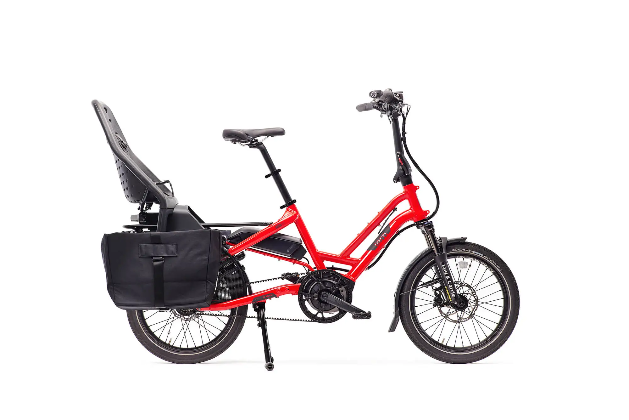 Tern HSD paired with panniers and a Yepp child seat